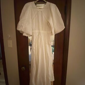 Sezane Cream Long Sleeve Dress